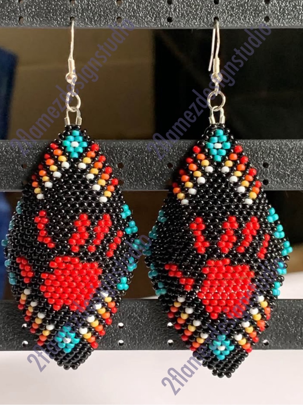 Handmade MMIW Seed Bead Earrings - 2 colors - Picture 2 of 2